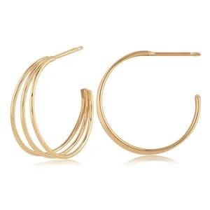 14K Yellow Gold Triple Wire Hoop Earrings