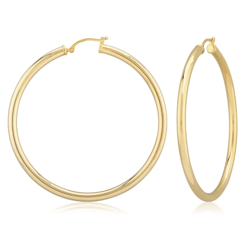 14K Yellow Gold Round Hoop Earrings