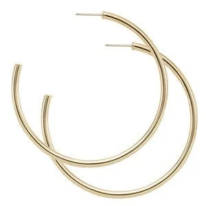 14K Yellow Gold Tube Hoop Earrings