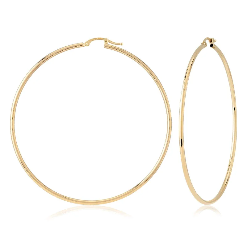 14K Yellow Gold Round Hoop Earrings