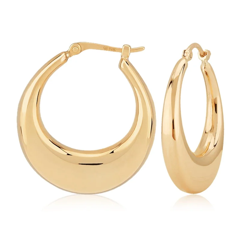 14K Yellow Gold Shell Hoop Earrings