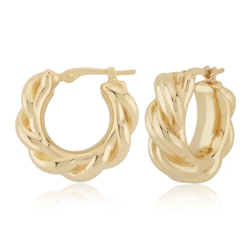 14K Yellow Gold Small Knotted Hoop Earrings