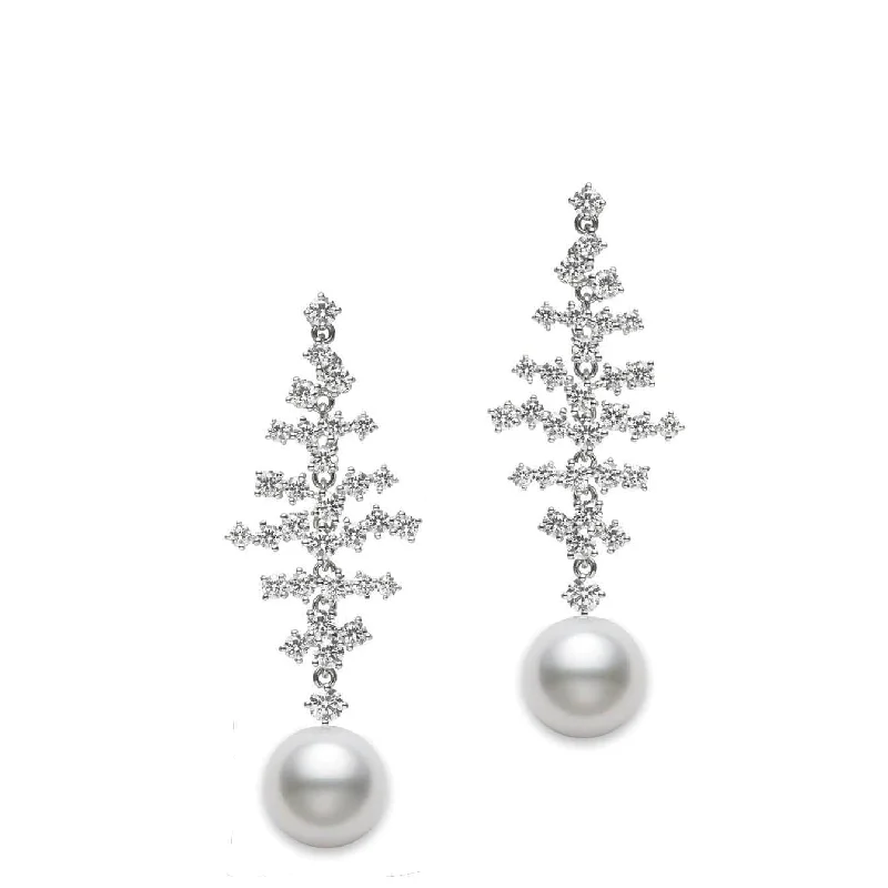 Mikimoto White South Sea Pearl and Diamond Drop Earrings