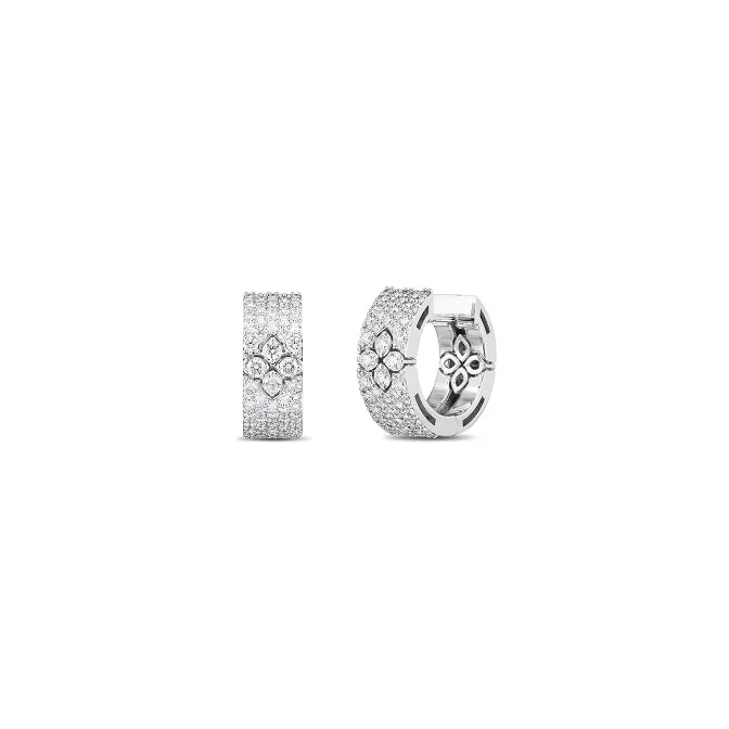 Roberto Coin Love in Verona 18K White Gold Wide Diamond Hoop Earrings