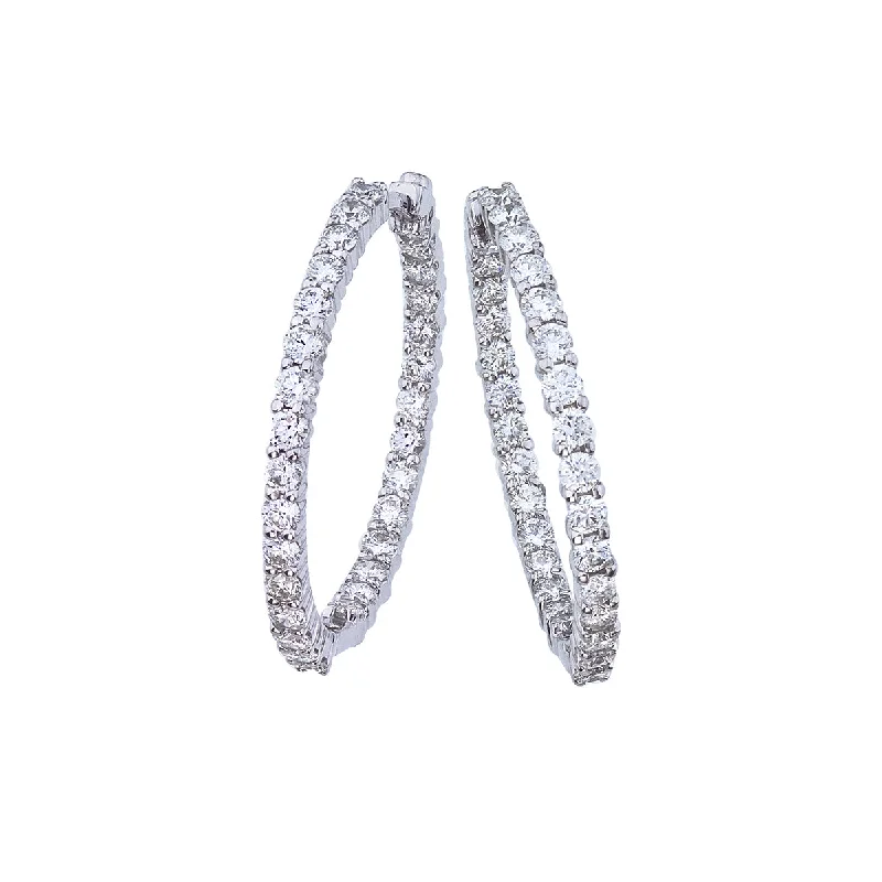 Roberto Coin Perfect Diamond Hoops Medium 18K White Gold Diamond Hoop Earrings