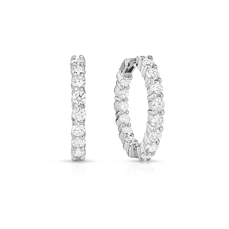 Roberto Coin Perfect Diamond Hoops Small Inside Outside Diamond Hoop Earrings