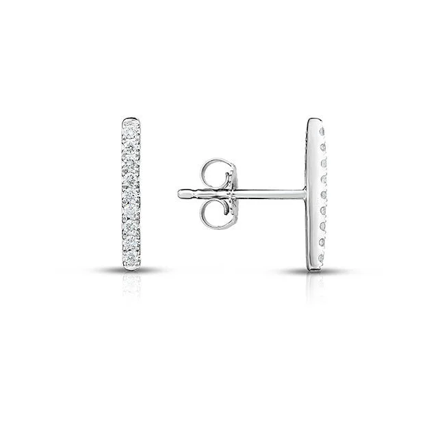 Sabel Collection Round Diamond Bar Earrings in 14K White Gold