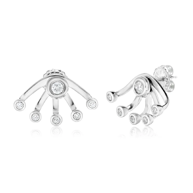 Sabel Collection 18K White Gold Bezel Stud and Wrap Earring Jacket Earrings in .60cttw