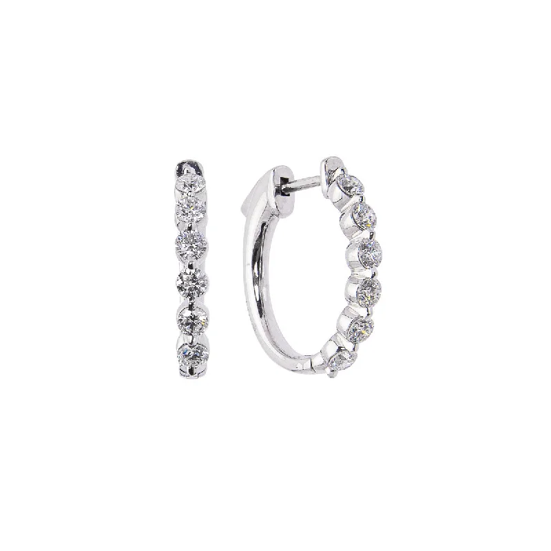 Sabel Collection 18K White Gold Diamond Huggie Hoop Earrings