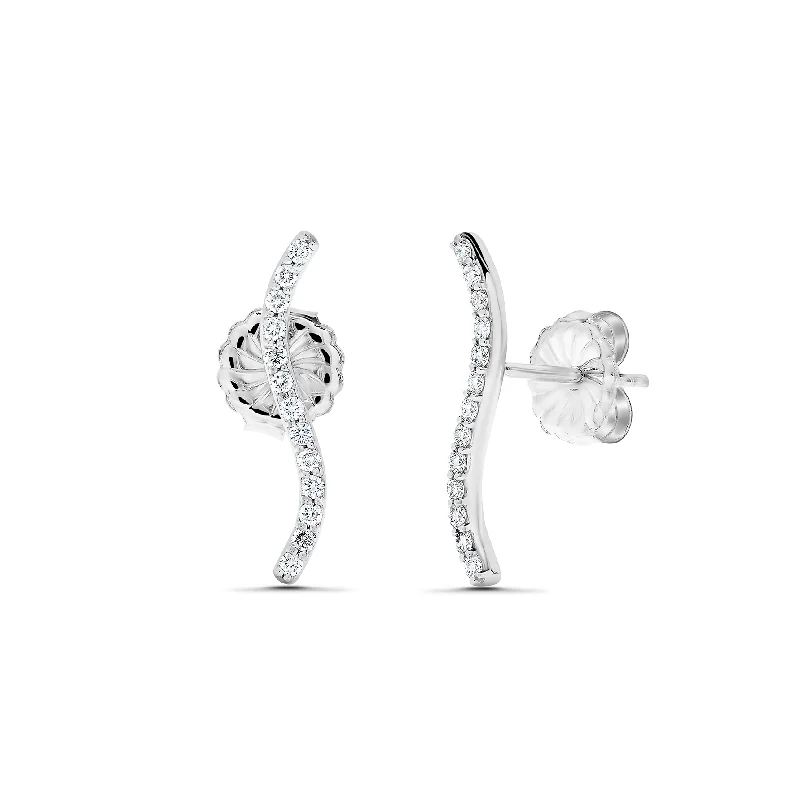 Sabel Collection 18K White Gold "S" Diamond Stick Climber Earrings in .26cttw