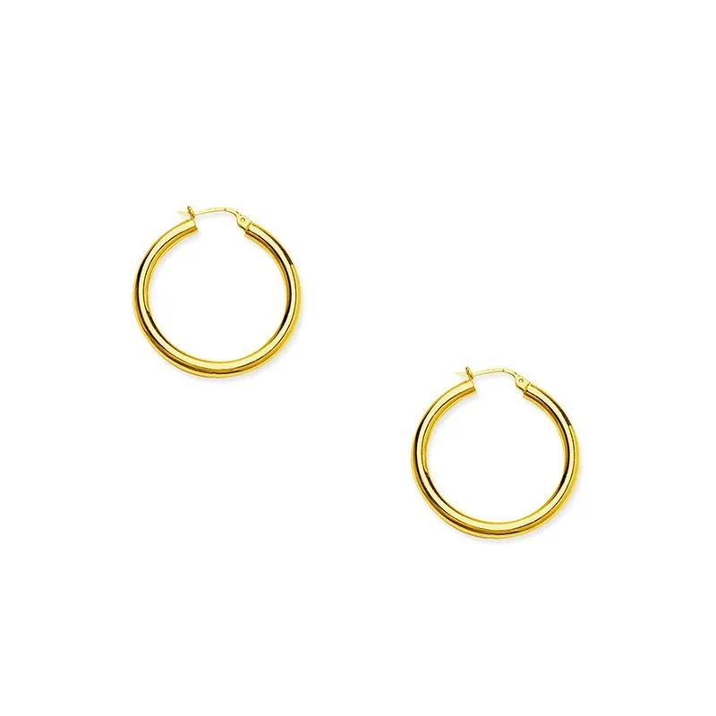 Sabel Everyday Collection 30mm Polished Hoop Earrings in 14K Yellow Gold