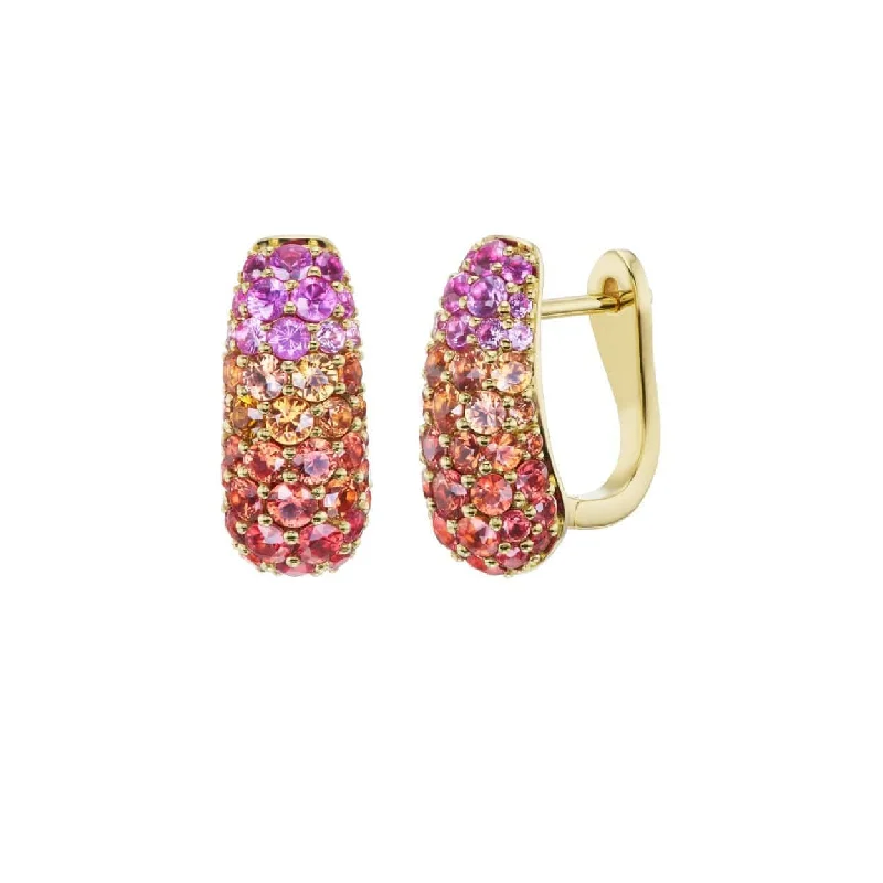 18K Yellow Gold Multi Colored Sapphire Holly Huggie Earrings