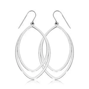 Sterling Silver Double Oval Drop Earrings