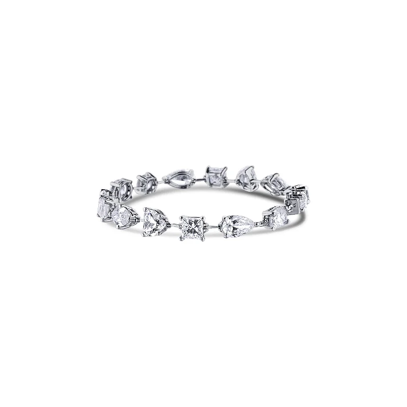 18K White Gold Custom Diamond Bracelet With Multi-Cut Diamonds