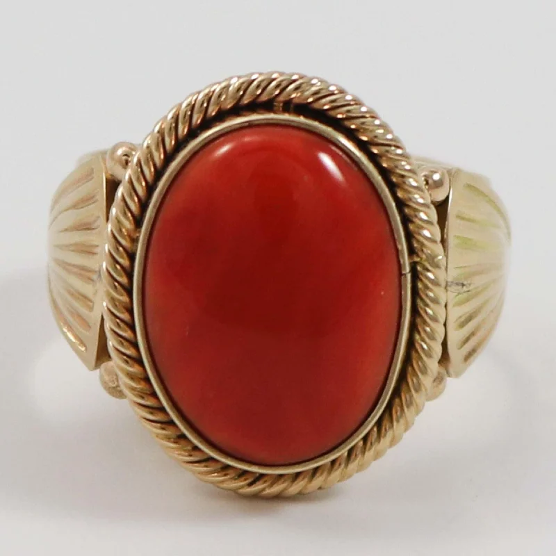 Coral Gold Ring