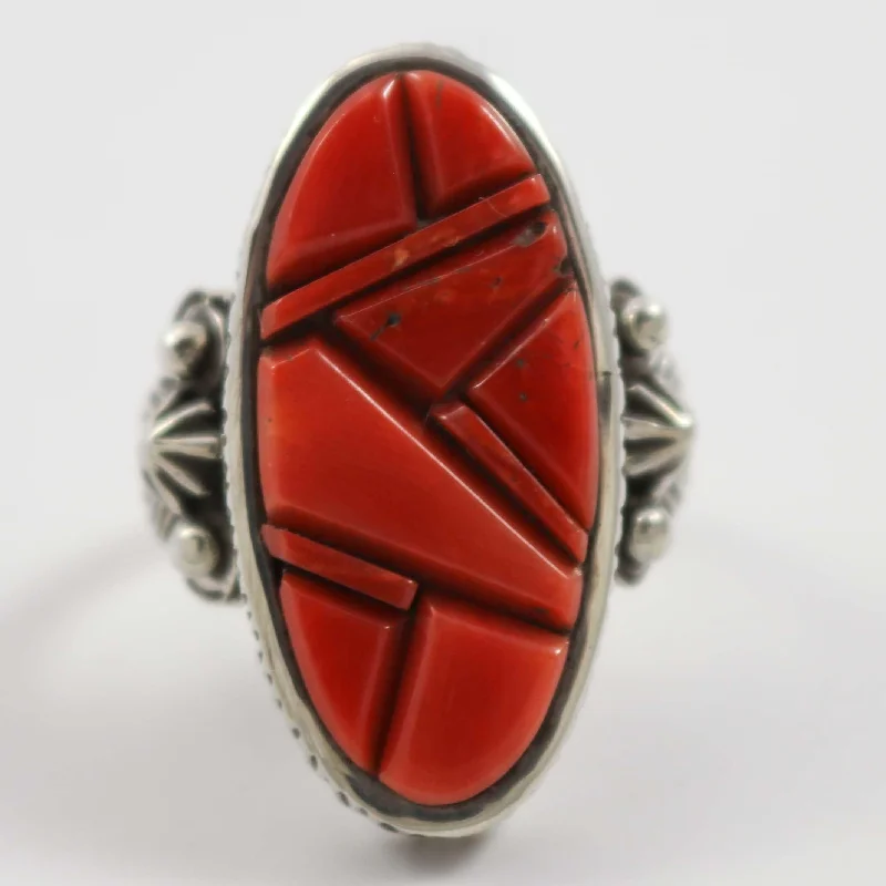 Coral Inlay Ring