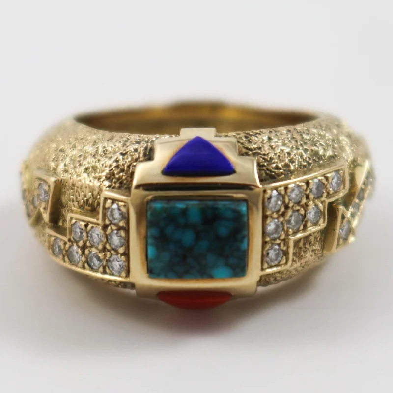 Gold, Diamond, and Turquoise Ring