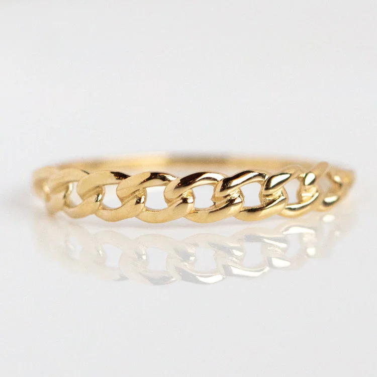 Solid Gold Chain Link Ring