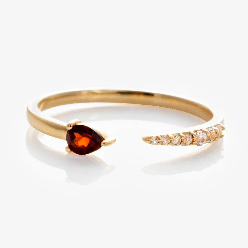 Solid Gold Garnet and Sapphire Open Front Band