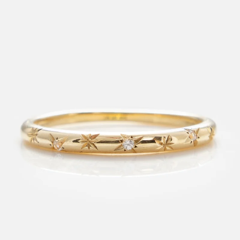 Solid Gold Starry White Sapphire Band