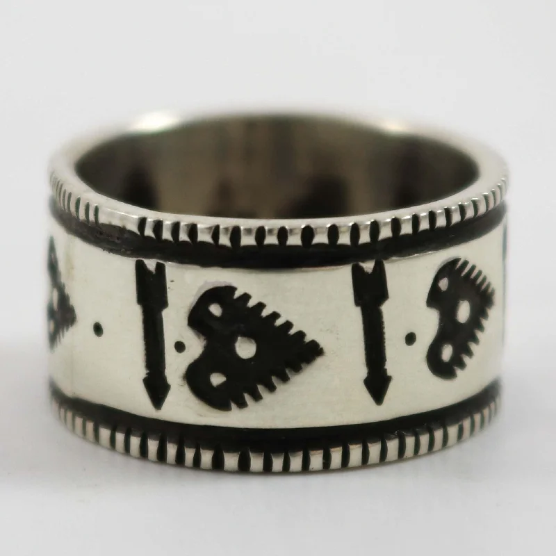 Stamped Coin Silver Ring