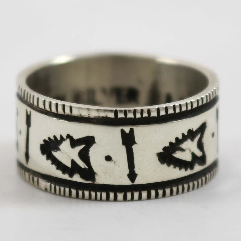 Stamped Coin Silver Ring