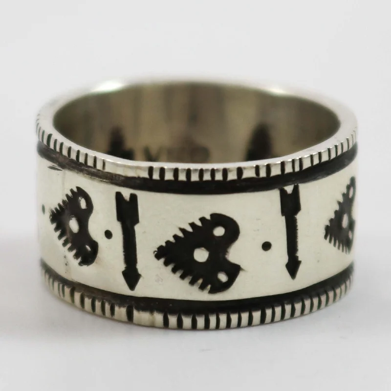 Stamped Coin Silver Ring