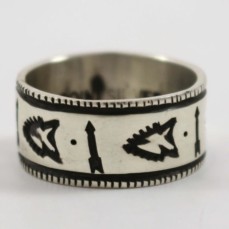 Stamped Coin Silver Ring