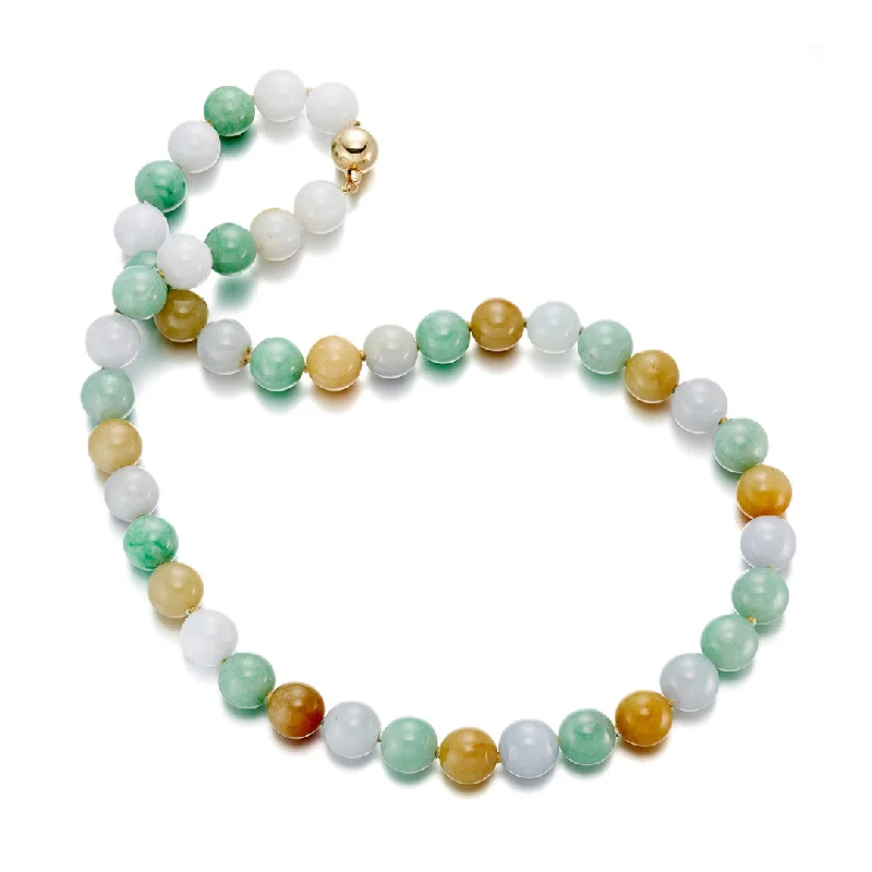 12.5-13.5mm Multi-Color Jade Bead Necklace