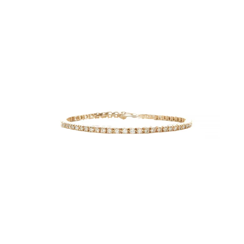 14 Karat Yellow Gold Diamond Tennis Bracelet