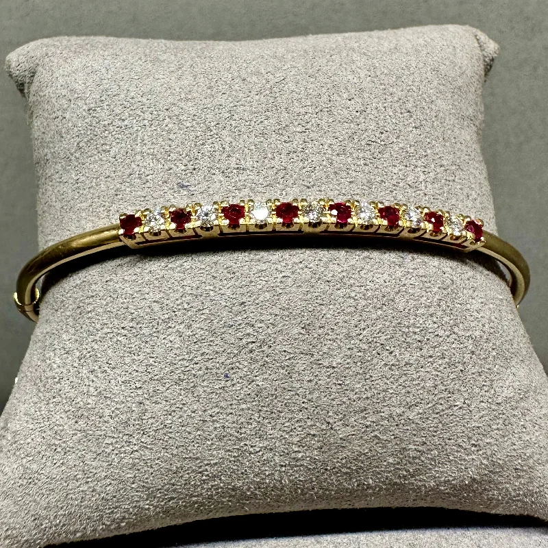 14kt YG Ruby and Diamond Pave Bangle