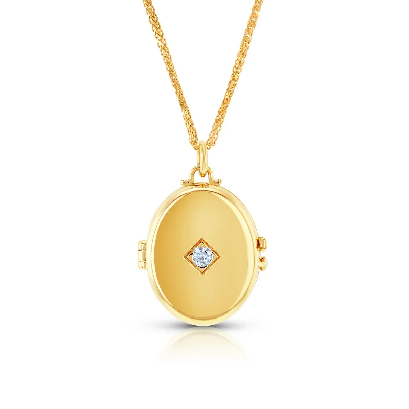 Single Diamond Locket Necklace