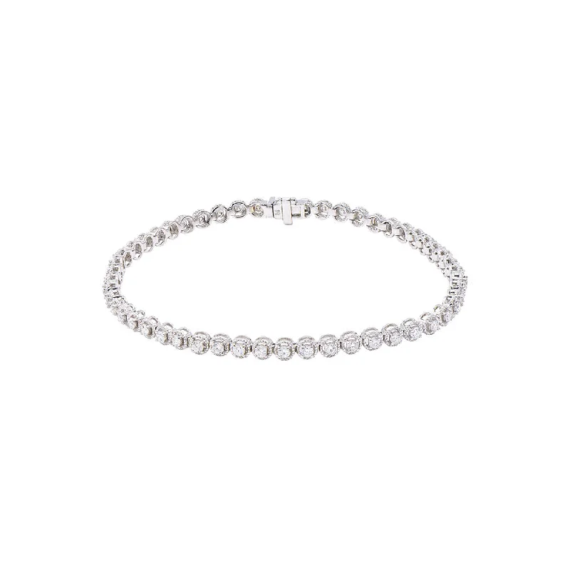 18 Karat White Gold Diamond Bezel Tennis bracelet