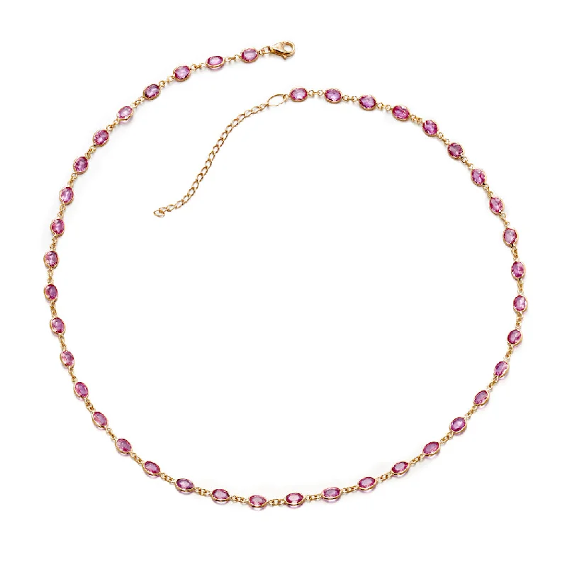 Station Necklace in Pink Sapphires