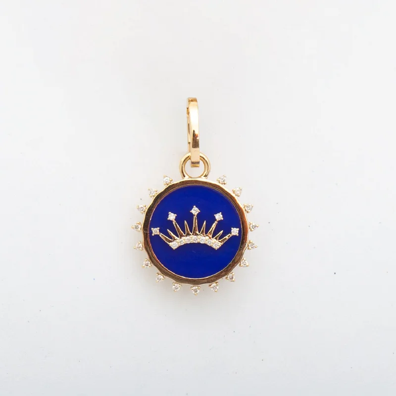 Ceramic & Diamond Crown Hinged Charm