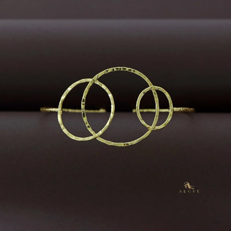 Golden Hammered Tri Circle Bangle