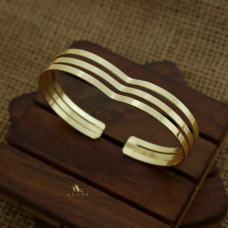 Golden Triple Layer Curvy Bangle