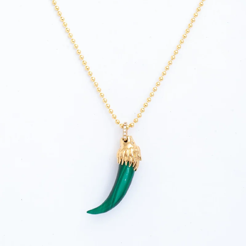 Il Leone Piccolo Malachite Lion's Tooth Necklace