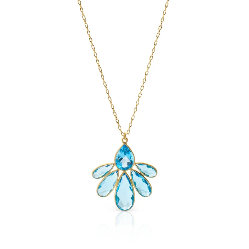 Echinacea Blue Topaz Pendant Necklace