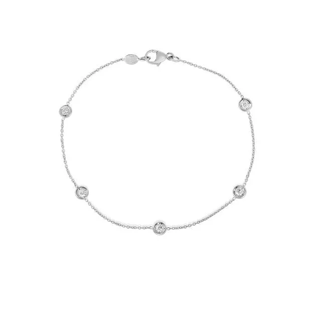 Roberto Coin Diamonds by the Inch 18K White Gold Five Station Bracelet