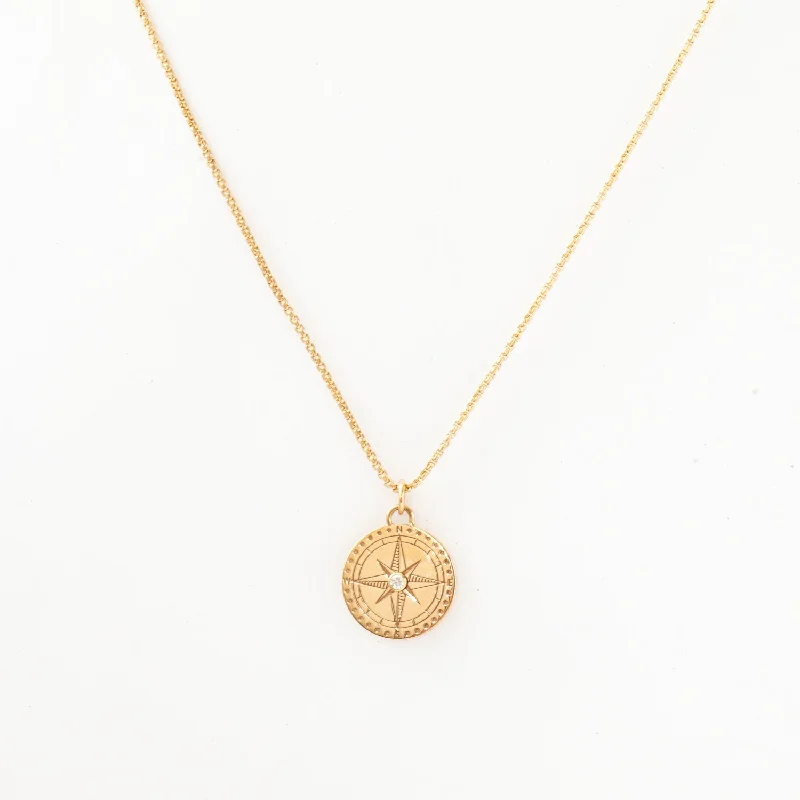 Small Compass on Extra Small Box Chain Necklace