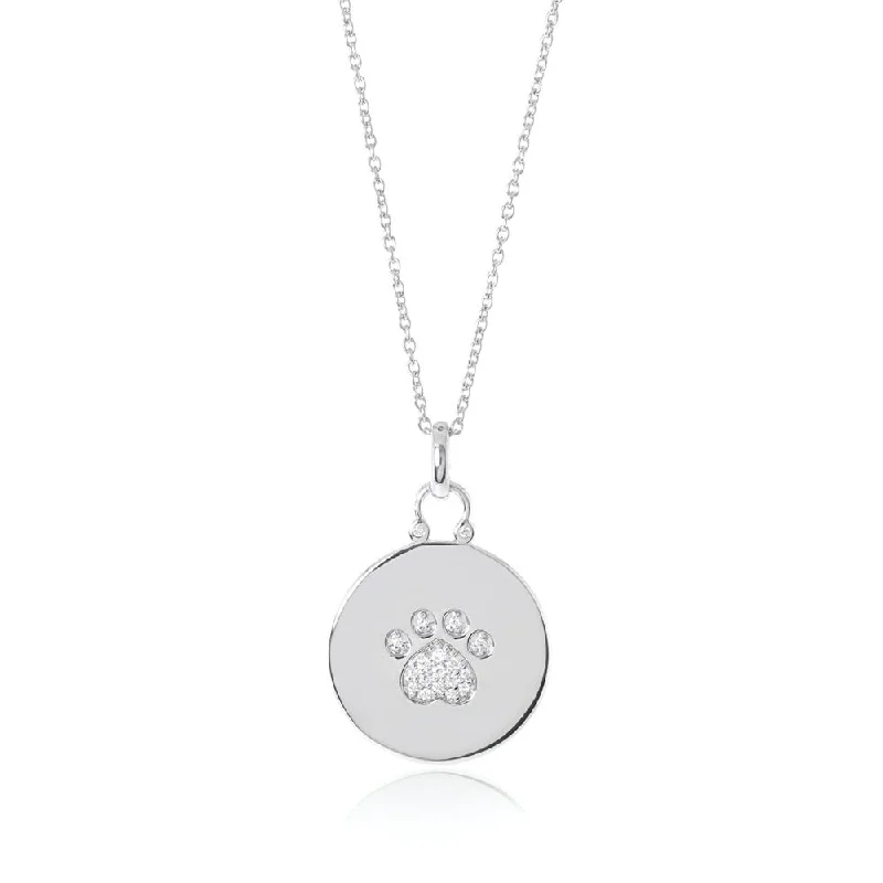 Diamond Paw Print Pendant Necklace