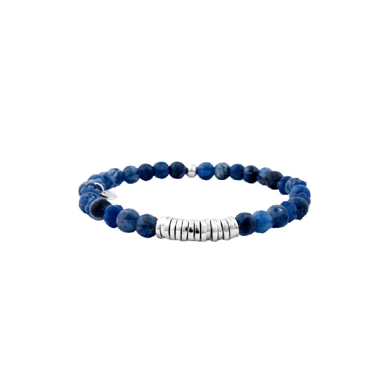 Sterling Silver Blue Sodalite Bead Bracelet