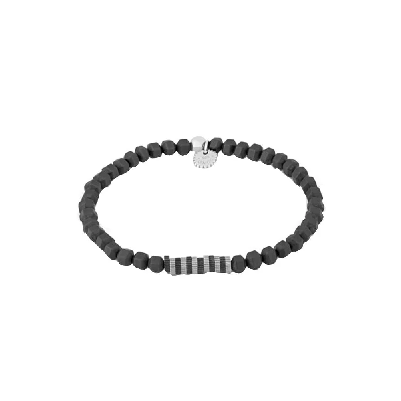 Sterling Silver Mens Bracelet with Hematite Beads