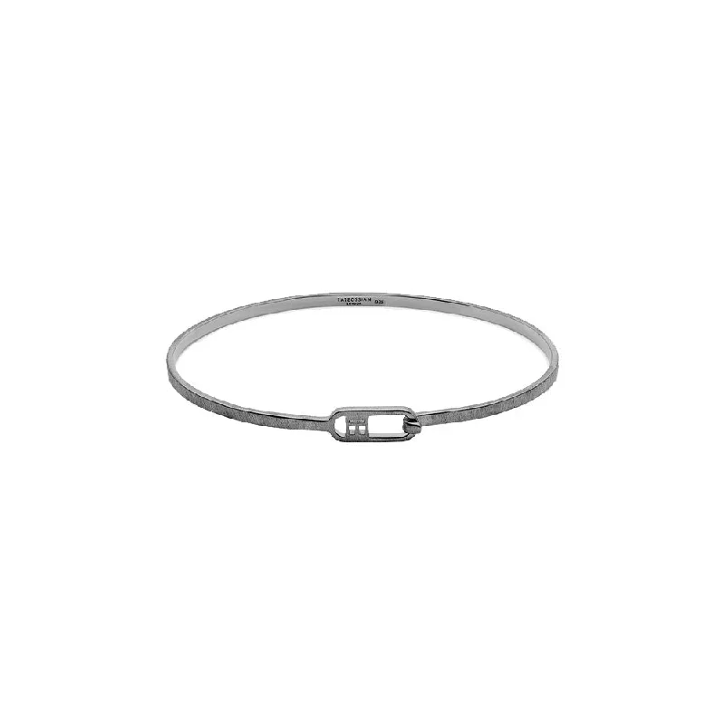 Sterling Silver T Bangle with Black Rhodium Finish