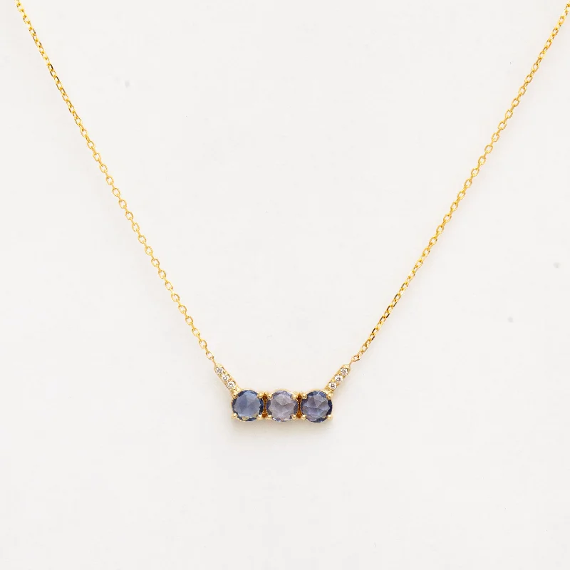 Three Rose-cut Blue Sapphire Equilibrium Necklace